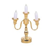 Zkydhbd 1/12 Scale Miniature Golden Candelabra Table Lamp for Doll House Bedroom Scene Display Craft Model Project Accessories Three Head Doll House Chandelier