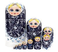 Zkydhbd 10Pieces Handmade Russian Nesting Dolls Wood Matryoshka Set Folk Arts Craft Babushka Dolls Collectible Nesting Set Traditional Russian Toy