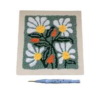 Zkydhbd 25x25cm Embroidery Sewing Craft Kits with Wooden Frame Needle Pen Flower Pattern Fabric Painting Handmade Materials Set Craft Supply for Adult