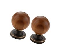 Zkydhbd 2pcs Classical Wood & Brass Cabinet Pull Round Knob Round Drawer Vintage Styles Set for Drawers & Furniture Artistic Furniture Knob