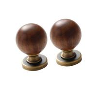Zkydhbd 2pcs Classical Wood & Brass Cabinet Pull Round Knob Round Drawer Vintage Styles Set for Drawers & Furniture Artistic Furniture Knob