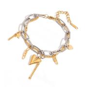 Zkydhbd 3. Modern Dual-Layer Heart Design Stainless Steel Adjustable Jewelry Women Men Daily Wear Stainless Steel Wristband
