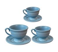 Zkydhbd 3Pieces Metallic TeaCup and Saucer Set French Styles Coffee Cup Plate for Realistic Doll House Scene Display Accessories Doll House Accessories
