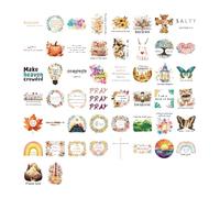 Zkydhbd 50pcs Reusable Sticker Sheets With Cartoon Positive Messages Waterproof PET Materials For Gift Giving Inspiration PET Waterproof Phone Decals