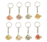 Zkydhbd 8pcs Glowing Puffer Fish Keychains Noctilucent Keychain Set Puffer Fish Silicone Rings for Easy Find Novelty Pendant