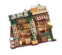 Zkydhbd Beer Pub Landscape Construction Puzzle Set for Home Decor Family Bonding Activity Wooden House Model Wooden Puzzle Set Miniature Tavern Assembly Wooden Landscape Decor Architecture Model