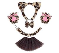 Zkydhbd Cats Costumes Set Cats Ear Headband Tail Bowtie Tutus Face Stickers Animal Cosplay Costume For Halloween Christmas Party Halloween Cosplay Costume