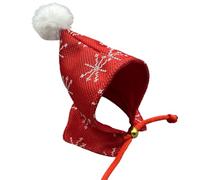 Zkydhbd Christmas Print Pet Saliva Towel Colorful Hood Hat With Adjustable Chin Rope Adjustable Neckwear Puppy Scarf Pet Christmas Scarf Pet Christmas Scarves Christmas Pet Hat Scarf Set