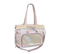 Zkydhbd Contrast Color Book Bag Backpack Ruffled Lace Detail Multiple Pockets Spacious Women And Girls Water Resistant Nylon Polyester Fashionable Contrast Color Backpack