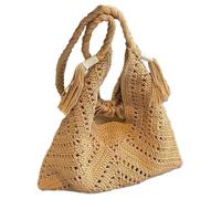 Zkydhbd Craft Woven Handbag Comfortable Strap Spacious Interior Shoulder Bag Casual Handbag Perfect For Work Or Travel Handmade Cotton Bag