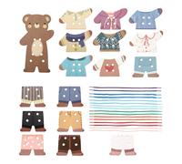 Zkydhbd Creative Wood Bear Clothes Change Threading Toy for Kids Educational Fun Imagination and RolePlay Storytelling Activity Educational Threading