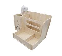Zkydhbd Double Compartment Wood Hay Manger And Water Dispenser For Rabbits And Small Pet Feeding Supply Hay Feeder