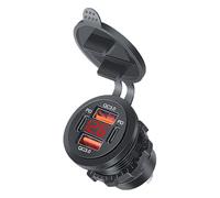 Zkydhbd Double QC3.0+Double Type-C Outlet Power Car Charging Socket With Voltmeter For Marine USB Port