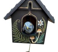 Zkydhbd Dynamic Handcrafted Wooden Birdhouse Wall Art Decors with Gentle Kinetics Motion Moving Bird Creating Calming Shadows Wood Birdhouse Hanging Ornament