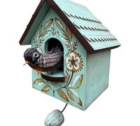 Zkydhbd Dynamic Handcrafted Wooden Birdhouse Wall Art Decors with Gentle Kinetics Motion Moving Bird Creating Calming Shadows Wood Birdhouse Hanging Ornament