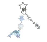 Zkydhbd Elegant Dolphin Shell Hanging Ornament Elegant Marine Dolphin Shell Keychain Charm for Individualized Fashion Statement
