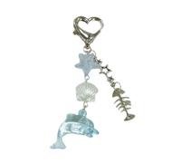 Zkydhbd Elegant Dolphin Shell Hanging Ornament Elegant Marine Dolphin Shell Keychain Charm for Individualized Fashion Statement