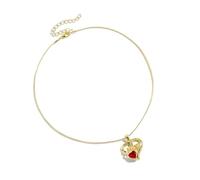 Zkydhbd Elegant Heart Shaped Crystals Necklace for Women Featuring Stylish Diamonds Accent and Comfortable Wear Sturdy Alloy