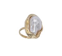 Zkydhbd Elegant Irregular Pearls Rings Adjustable Fashion Jewelry Statement Pearls Alloy Texture For Various Occasion Unique Rings