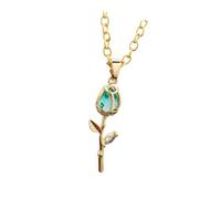 Zkydhbd Elegant Tulips Pendant Necklace Gold Crystals Floral Jewelry Statement Pieces for Women Romance Wedding Accessory