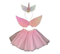 Zkydhbd Fairy Wing Unicorns Headband Tutus Skirts For Kids Girls Pretend Play Costume Halloween Birthday Party Costume Set