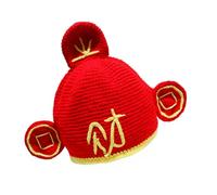 Zkydhbd Festival Gathering God Of Fortunes Hat For Spring Festival And Company Theme Event Traditional Styles Party Knitted Chinese New Year