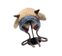 Zkydhbd Fleece Winter Hat with Playfulness Sheep Horn Accents Unisex Stretchy Knitted Materials Cold Weather Accessory Trendy Outdoor Fleece Lined Hat