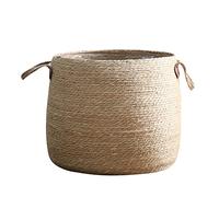 Zkydhbd Grass Woven Flower Basket with Handle Round Potted Plant Multifunction Decorative Container Supplies for Indoor Outdoor Garden Yard Plant Planting