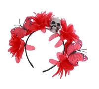 Zkydhbd Halloween Skull Headband Punk Flower Headbands Butterfly Hairband Day Of The Dead Floral Hairpiece Cosplay Masquerad Lightweight Polyester Skull Headpiece