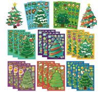 Zkydhbd Holiday Theme Tablet Stickers 24Pcs Christmas Tree Puzzle Decals PVC Safe Adhesive Decorations Kids Safe Tablets Stickers