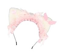 Zkydhbd Kitten Headbands Cosplay Bows Wing Cats Ear Hairbands Dark Headwear Makeup Washing Face Hairbands Birthday Party