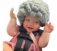 Zkydhbd Knit Hat for Kids 1-6Y Novelty Curly Hair Elegant Crochet Headgear Winter Children Cute Cap Headwear Wig Hair Hat for Little Kids Gray