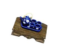Zkydhbd Miniature Teaware Set Model for Children and Collectors with Blue White Porcelain Teapot Cup Tray Doll House Furniture Miniature Ceramic Teaware