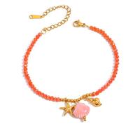 Zkydhbd Modern Coastal Sea Star Shell Bead Chain Adjustable Design Wristband Stainless Steel Jewelry Present Lightweight Acrylic Pearls