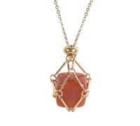 Zkydhbd Modernist Square Faceted Crystal Pendant On Segmented Chain With Innovative Net Retention Mechanism Handcrafted Natural Crystal Jewelry