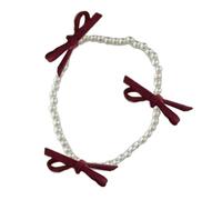 Zkydhbd Multicolor Bead Elastic Bowknot Wrist Chains Imitation Pearls Accent Bangles Stackable Charm Wristband Decor Fashionable Wrist Accessory