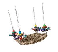 Zkydhbd Natural Woven Parrots Hammock Chewing Toy With Wood Bead For Small Bird Cockatiel Budgies Swing Perch Cage Hanging Toy Parrots Lounging Toy