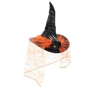 Zkydhbd Portable Punk Lace Witch Hat Halloween Role Play Hats For Cosplay Event Themed Parties And Festive Occasion Witch Hat With Elastic