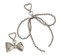 Zkydhbd Practical Bowknot Ties and Pearls Keychain Charm Pendant Set Sturdy Alloy Bag Ornaments for The Modern Woman Daily Use Stylish Handbag Decoration