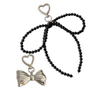 Zkydhbd Practical Bowknot Ties and Pearls Keychain Charm Pendant Set Sturdy Alloy Bag Ornaments for The Modern Woman Daily Use Stylish Handbag Decoration