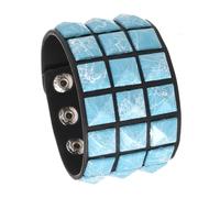 Zkydhbd PU Leather with Square Studs Adjustable Punk Charm Wrist Bangle for Him Her Unisex Jewelry Gift Men's Hand Chain