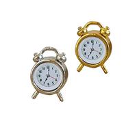 Zkydhbd Retro Alarm Clock Set Metal Desktop Decorations for 1/12 Scale Craft Display Collectible Gifts Miniature Clock Decors