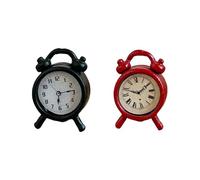 Zkydhbd Retro Alarm Clock Set Metal Desktop Decorations for 1/12 Scale Craft Display Collectible Gifts Miniature Clock Decors