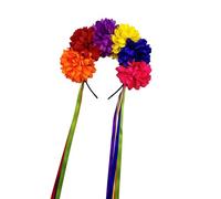 Zkydhbd Rose Rainbow Floral Hairband Hair Hoop Colorful Flower Tassels Hair Styling For Live Show Headbands For Carnivals Black And Red Devil Costume Headbands