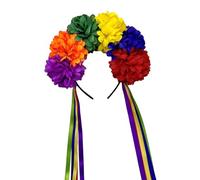 Zkydhbd Rose Rainbow Floral Hairband Hair Hoop Colorful Flower Tassels Hair Styling For Live Show Headbands For Carnivals Black And Red Devil Costume Headbands