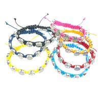 Zkydhbd Set of 12 Benedictines Charm Bracelets Handmade Wristbands Adjustable Length Wristchains Religious Blessing Jewelry