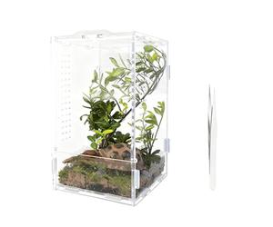 Zkydhbd Small Clear Acrylic Habitat with Drain Hole for Easy and Better Tiny Landscape Box Domestic Pet Enclosure