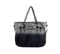 Zkydhbd Stylish Contrast Color Denims Shoulder Bag With Embroidery Bowknot Large Capacity Womens Fashion Handbag Crossbody Large Capacity Shoulder