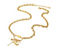 Zkydhbd Stylish Fashion Collarbone Chain With Decorative Charm Label Sturdy Metal All Day Comfort Jewelry Accessory Allergy Resistant Everyday Wear Necklace