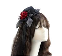 Zkydhbd Stylish Punk Furry Ear Small Hat Hair Accessory Rose Flower Small Hat Hair Clip For Fashion Enthusiasts And Halloween